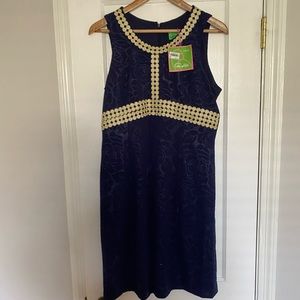 NWT Capagallo Black + Gold Scoop Neck Dress sz 8